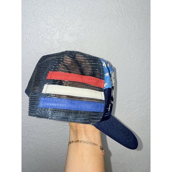 Vintage These Colors Don’t Run Or Burn 3 Stripe Snapback Trucker Hat Haband USA - Picture 5 of 6